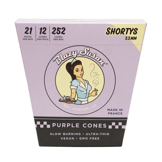 Blazy Susan® - Purple 53mm Pre-Roll Cones Shortys (12ct) - Display of 21