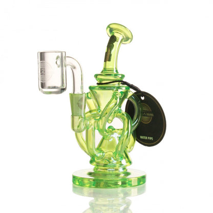 On Point Glass - Mini Rig Series - 5" Scalene Invert Pyramid Recycler Water Pipe - with 14M Banger