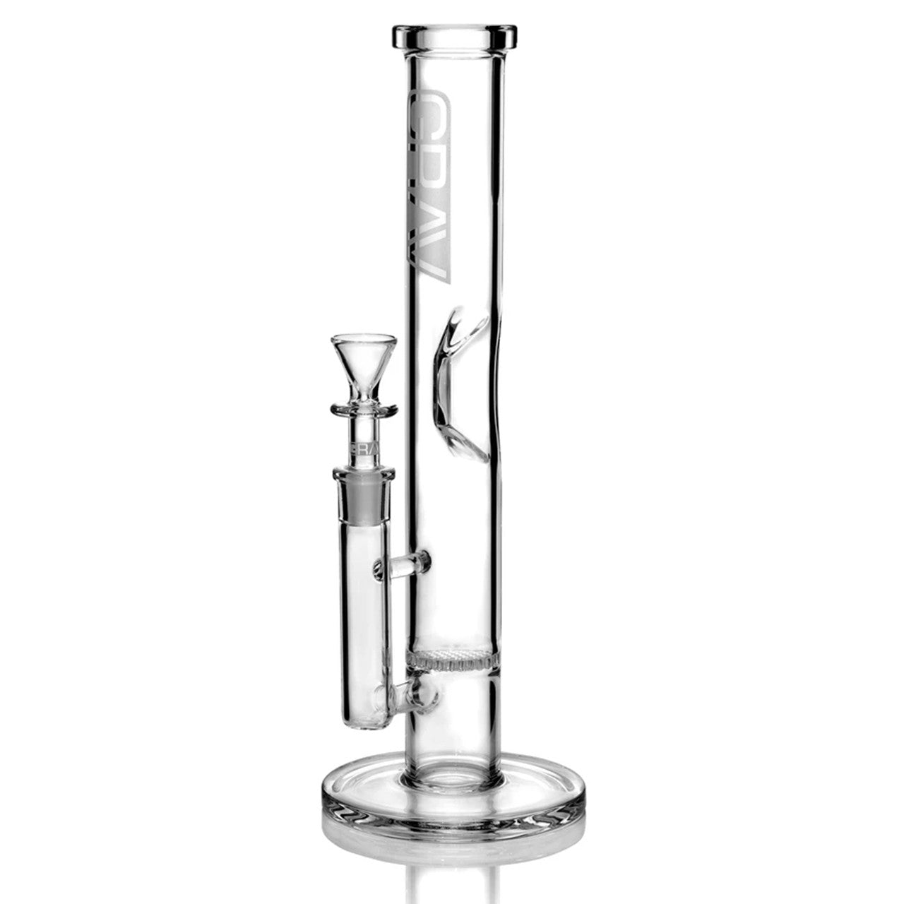 GRAV® - 12" Clear Medium Straight Base Disc Water Pipe - with 14M Bowl