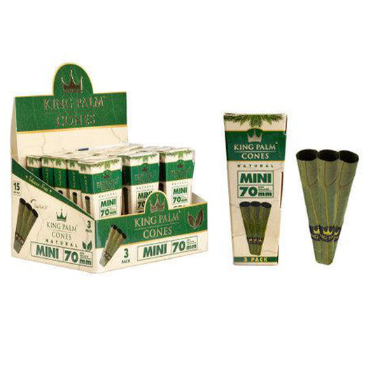 King Palm - Mini Pre-Roll Natural Cones 3pk - Display of 15