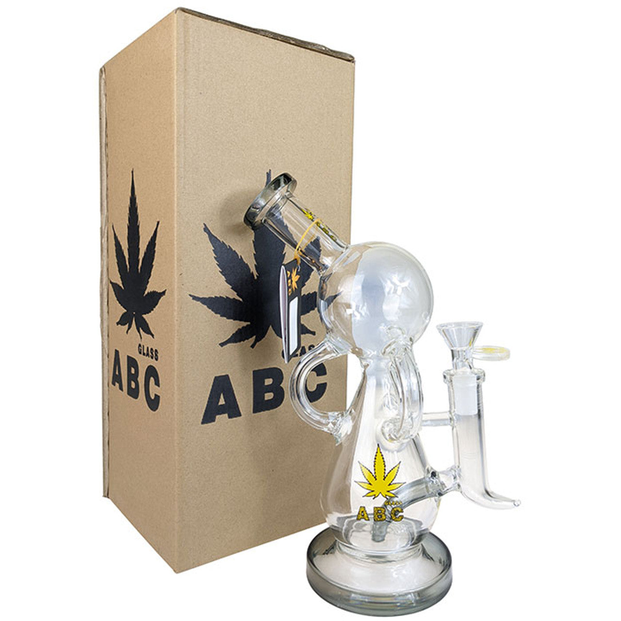 ABC - 8.2" Color Trim Ball Recycler Water Pipe - with 14M Bowl & 4mm Banger