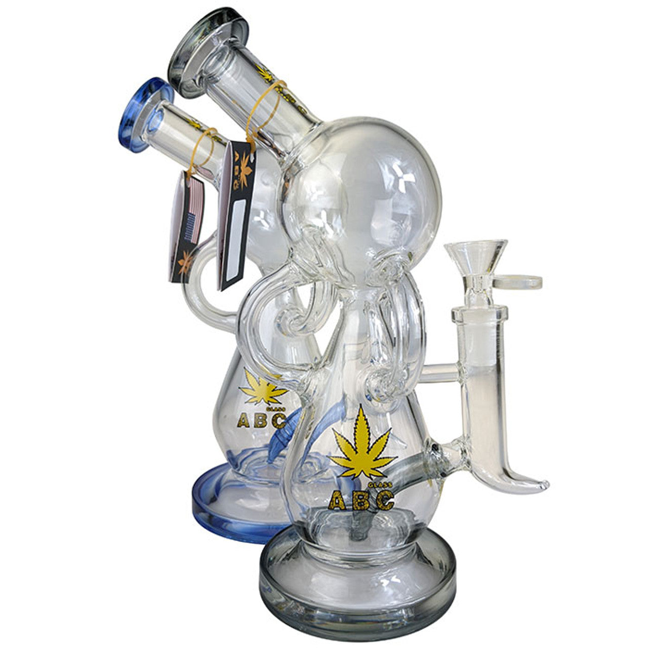 ABC - 8.2" Color Trim Ball Recycler Water Pipe - with 14M Bowl & 4mm Banger