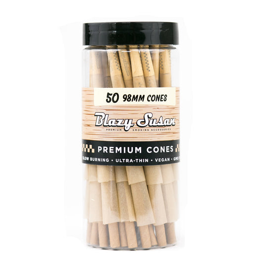 Blazy Susan® - Unbleached 98mm Pre-Roll Cones - Jar of 50