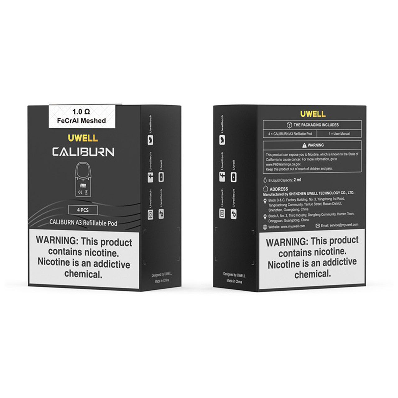 UWELL - Caliburn A3 Meshed Replacement Pod - Pack of 4