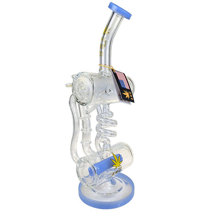 ABC - 12" Assorted Color Trim Coil Barrel Mult Perc Water Pipe - with 14M Bowl & 4mm Banger